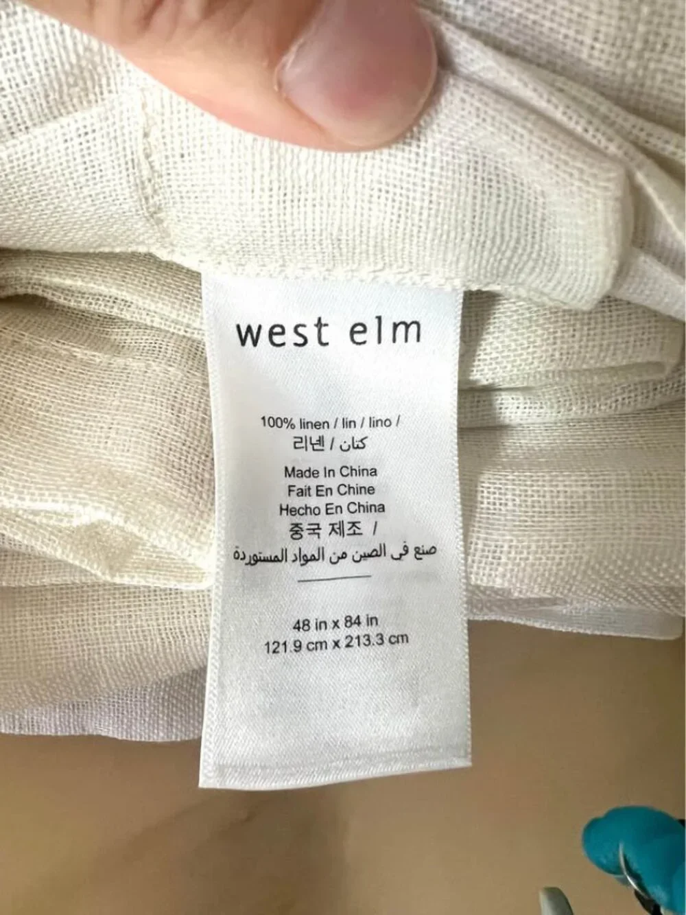 2 West Elm 48W x 84L ALABASTER European Flax Linen Sheer Curtains